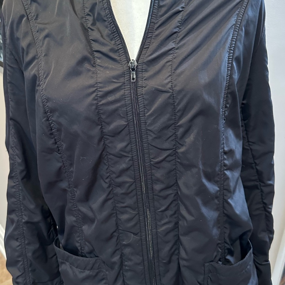 Chico's Black Ruched Front Bomber Jacket